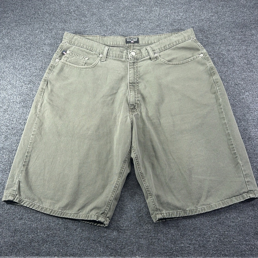Polo Jeans Co. Banner Twill Shorts Mens Size 36 VTG‎ Olive Green Nice Fade EUC